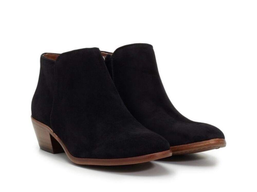 Sam Edelman Size 11 Black Suede Ankle Boots Block Heel Pull On